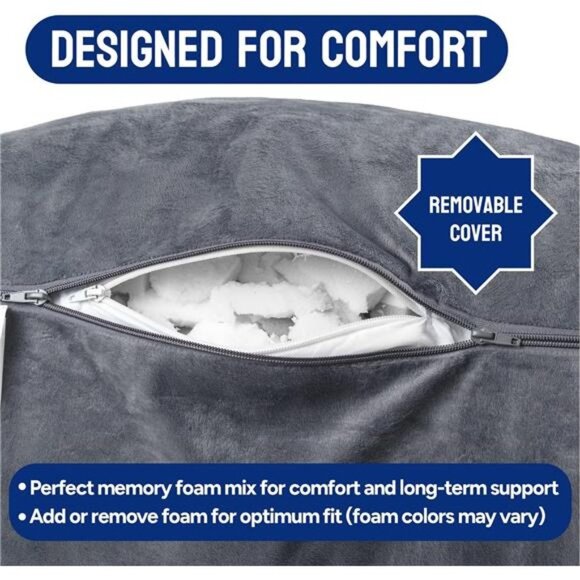 Reading Pillow for Bed Adult Size, Back Rest Pillow with Arms,Pockets & Washable - Picture 6 of 7